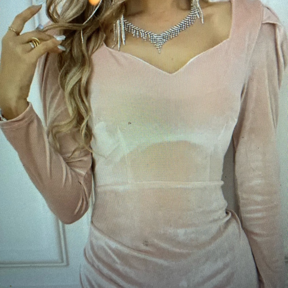 bodycon pink velveteen dress 8/10 new unworn